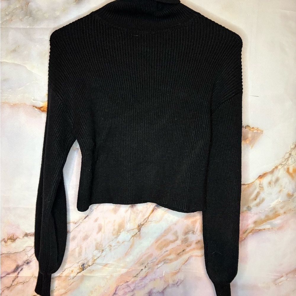 Blue Rain Black Cowl Neck Sweater‎